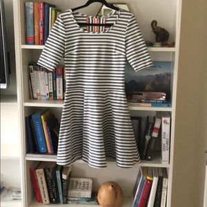 A-line gray and white striped dress
